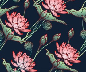 lilies flower seamless pattern vector 05