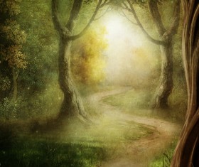 meandering path in the forest Stock Photo