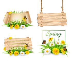 set of spring sale banners vector