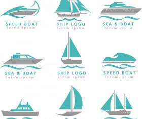 speed boat with ship and yacht logos vector