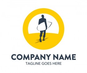 surf with summer logo design vector