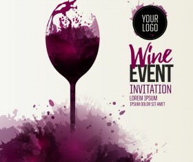 wine glass event stains drops red vector