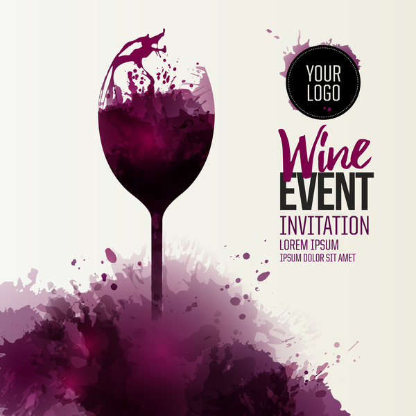 wine glass event stains drops red vector