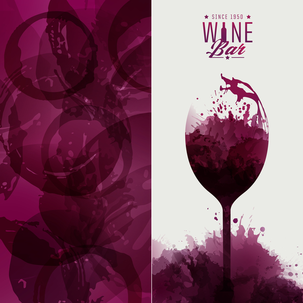 wine red circles stains invitation leaflet background vector