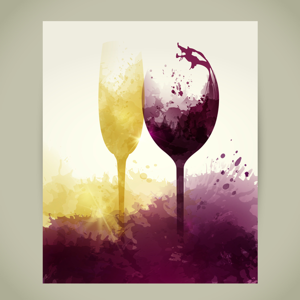 wine sparkling glasses stains liquid vector
