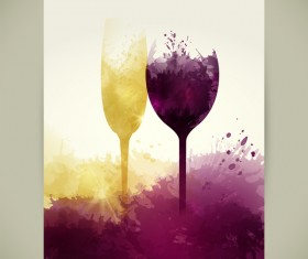 wine sparkling glasses stains red yellow vector