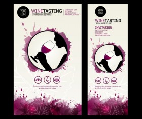 wine tasting invitation poster silhouette stain template vector
