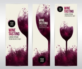 wine template tasting invite stains banner web glass vector