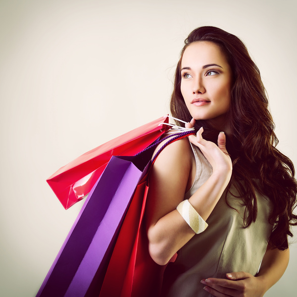 woman holding a shopping bag Stock Photo