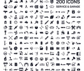 200 service and garage icons vector