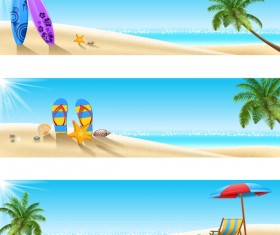 3 summer beach banners vector
