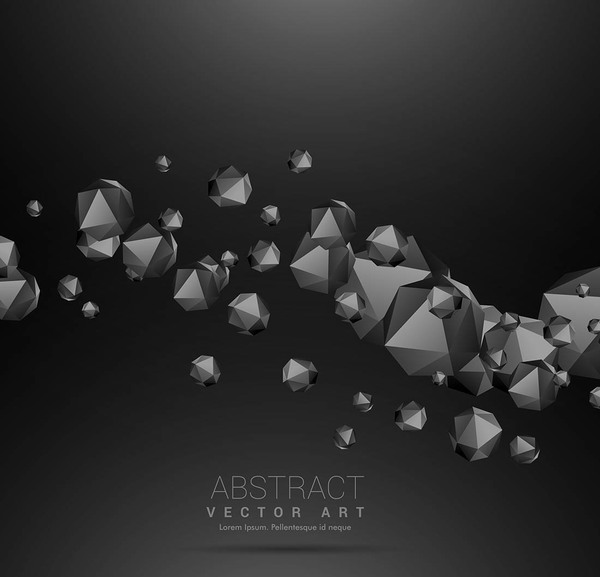 3D Polygon with black background vector 02