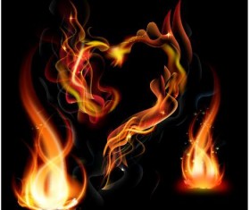 Abstract fire with heart vector