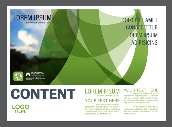 Abstract green styles flyer with brochure cover template vector 01