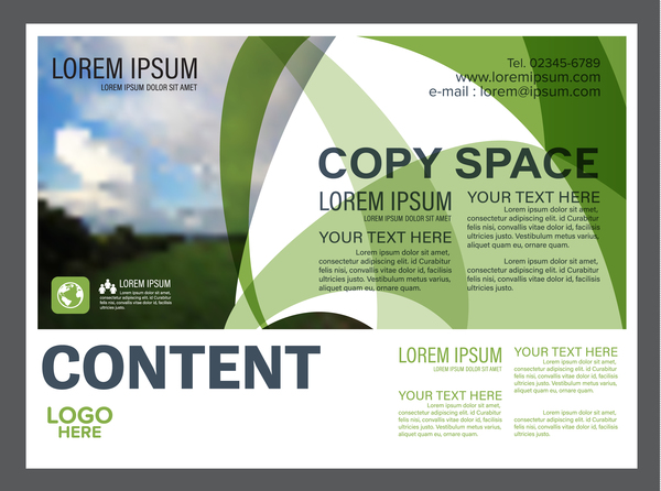 Abstract green styles flyer with brochure cover template vector 02