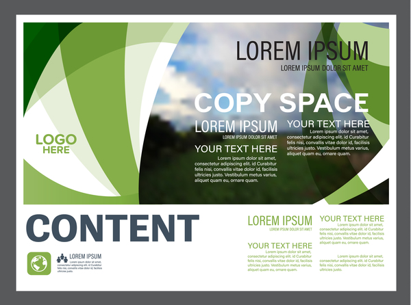 Abstract green styles flyer with brochure cover template vector 03