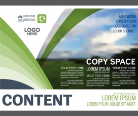 Abstract green styles flyer with brochure cover template vector 07