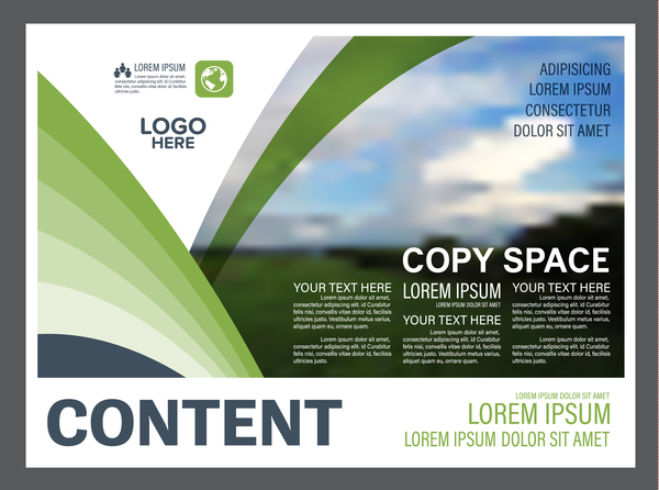 Abstract green styles flyer with brochure cover template vector 07