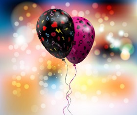 Balloon with love background vector 02