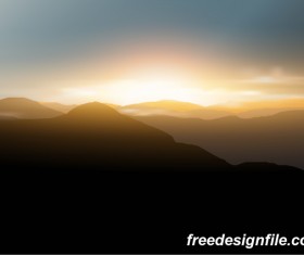 Beautiful mountain landscape vector 01