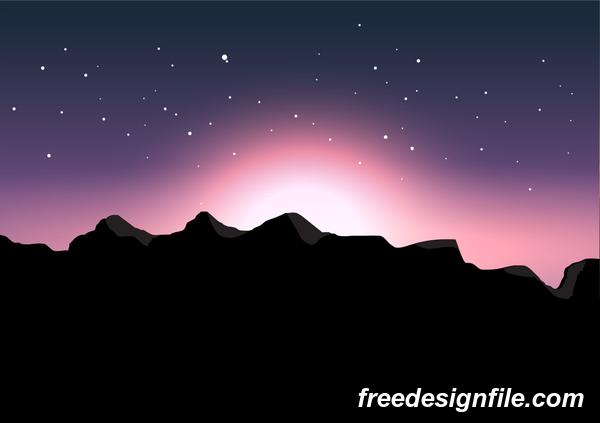 Beautiful mountain landscape vector 02