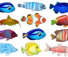 Beautiful tropical fish vector set 02