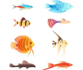 Beautiful tropical fish vector set 03
