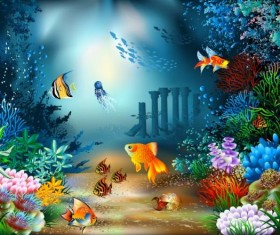 Pretty Underwater World element vector 05 free download