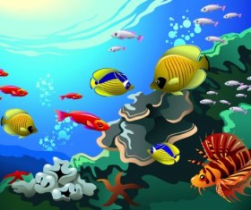 Beautiful underwater world vector material 04