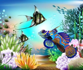 Beautiful underwater world vector material 05
