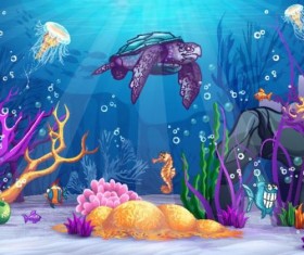 Beautiful underwater world vector material 07