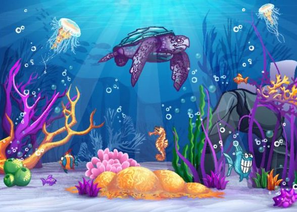 Beautiful underwater world vector material 07
