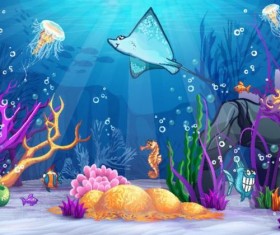 Beautiful underwater world vector material 08