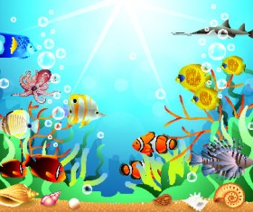 Beautiful underwater world vector material 09