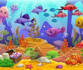 Beautiful underwater world vector material 10
