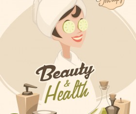 Beauty with health spa poster vectors template 01