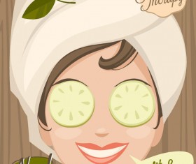 Beauty with health spa poster vectors template 03