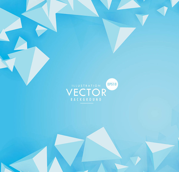 Blue background with 3D triangle vector