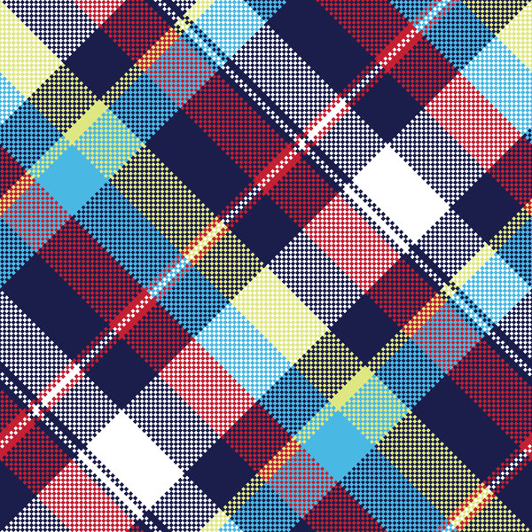 Blue check pixel fabric texture seamless pattern vector 02