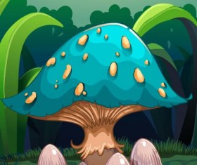 Blue mushroom with cartoon vector