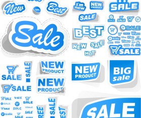 Blue sale stickers vector material