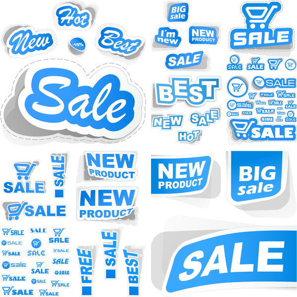 Blue sale stickers vector material