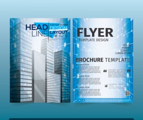 Blue styles brochure cover design vector 01