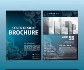 Blue styles brochure cover design vector 03