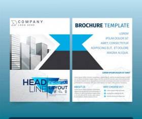 Blue styles brochure cover design vector 04