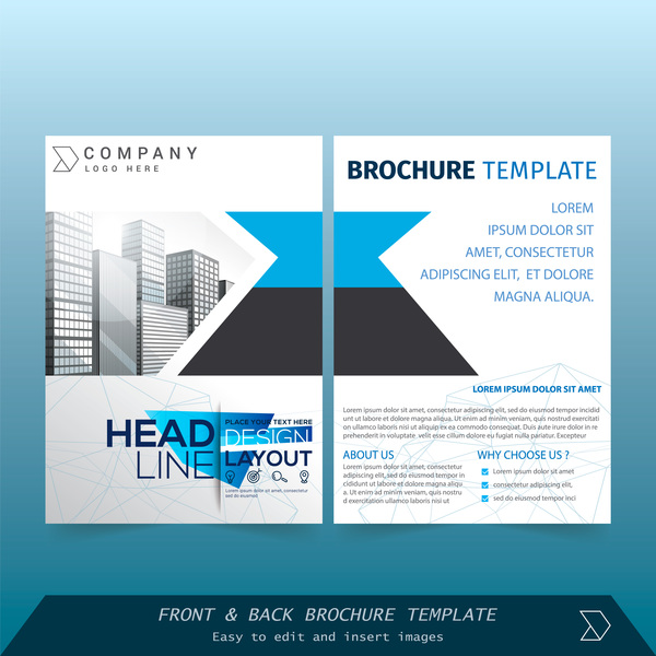 Blue styles brochure cover design vector 04