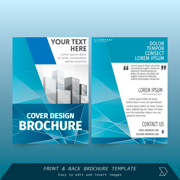 Blue styles brochure cover design vector 05