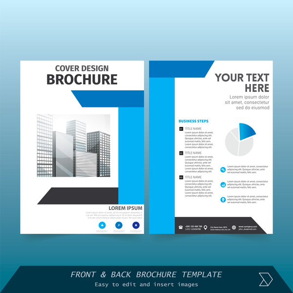 Blue styles brochure cover design vector 06