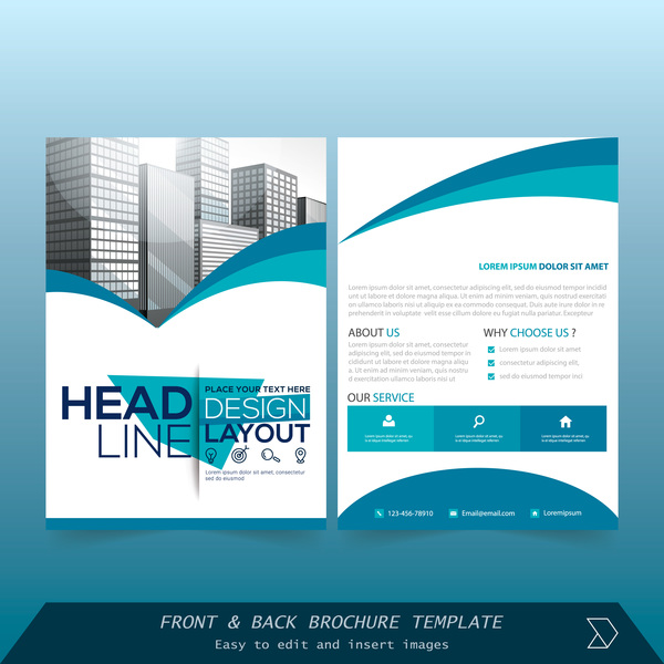 Blue styles brochure cover design vector 07