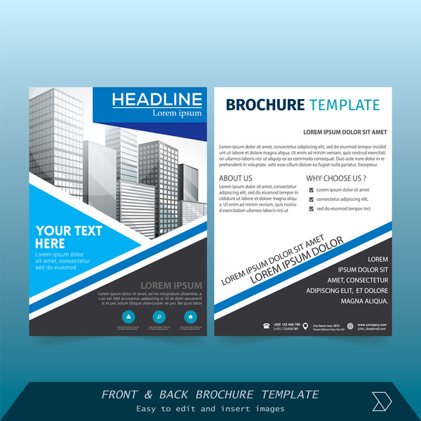 Blue styles brochure cover design vector 08
